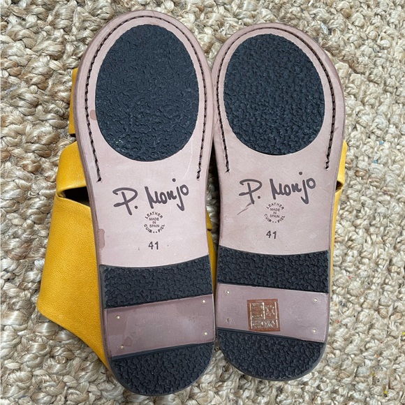 P Monjo Mule Slide Shoe Yellow Leather Slip On Sandals EU 41 - Picture 10 of 11